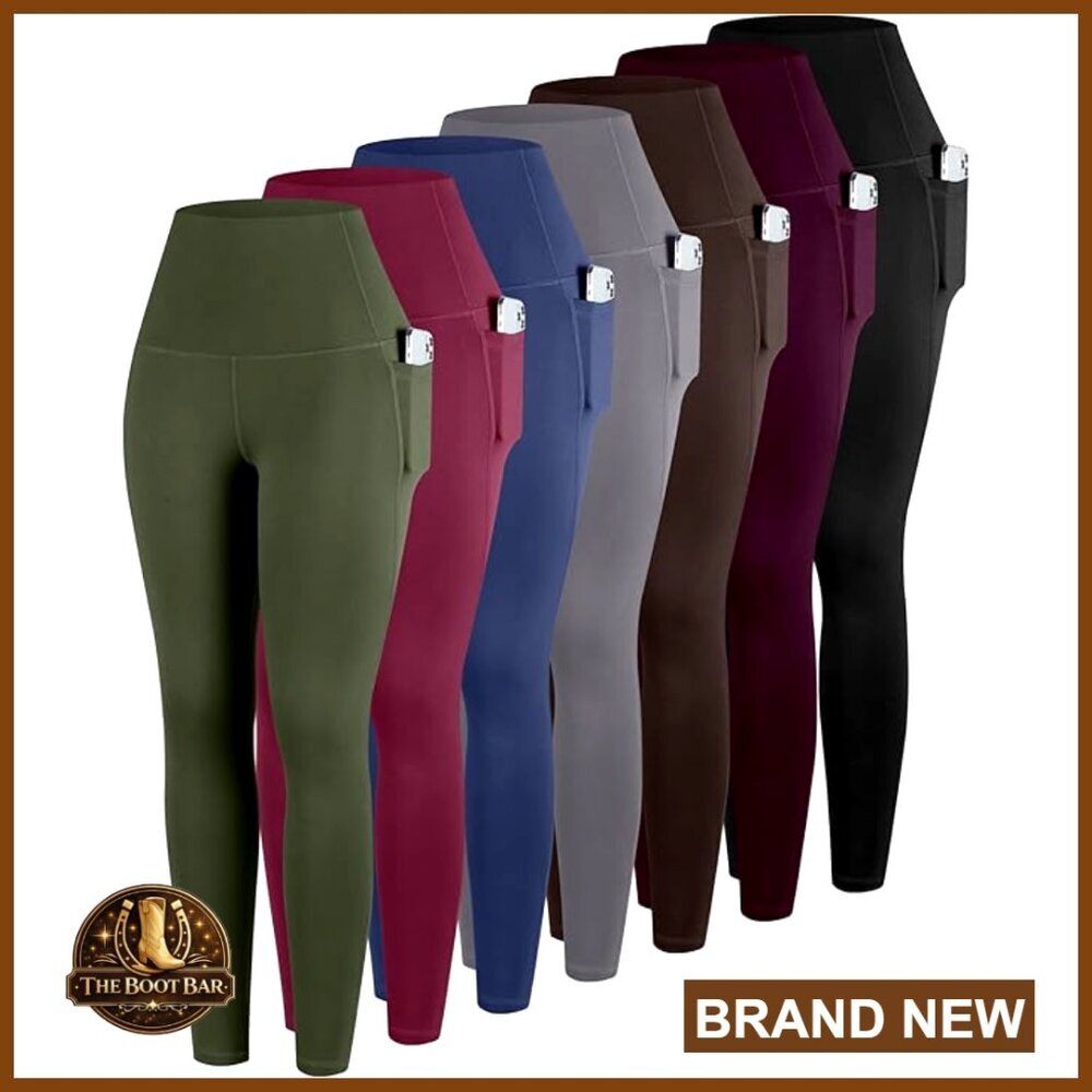 High Waisted Leggings with Pockets, Tummy Control, 7-Pack Workout Yoga Pants